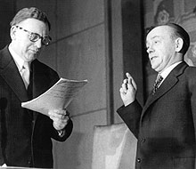 Ministerpräsident Fritz Steinhoff wird vereidigt; Rechte: dpa