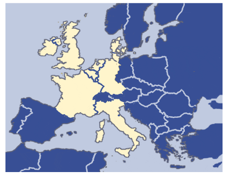 1967 -  Die drei europischen Institutionen EGKS, EWG und 
              Euratom werden in den Europischen Gemeinschaften (EG) zusammengefasst.